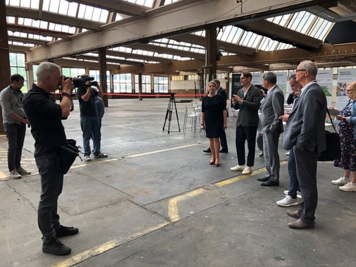 Berlins Wirtschaftssenatorin Franziska Giffey zu Besuch auf dem Schindler-Gelände